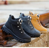 Work Shoes Men Safety Shoes Rotating Buttons Winter Protective Work Safety Boots MartLion   