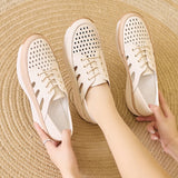 Microfiber Hollow Women sneakers Summer shoes Lady Heel Height 4.0cm Wedding loafers MartLion   