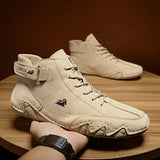  Leather Casual Shoes Men's Ankle Boots High Top Sneakers Luxury Designer Loafers Moccasin Driving Motorcycle MartLion - Mart Lion