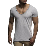 Men's T Shirt Chicken Heart Collar Recreational T-shirt for Short-sleeved Tops MartLion GRAY XXL 