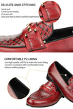 Men's Daily Casual Shoes Snake Pattern Printing Loafers Leather Formal Dress Metal Buckle Decoration MartLion   