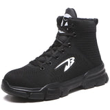High Top Boots anti-slip work sneakers Winter work shoes safety working with protection anti-puncture work boots men's MartLion 907 Black 37 