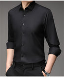 Mulberry Silk Shirt Men's Long Sleeved Spring and  Casual Solid Color Thin Formal No Iron Shirts MartLion   