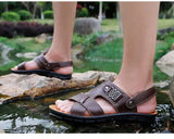 Men Sandals  Male Leather Sandals Classic Men Slippers Beach Shoes for Men  Walking MartLion   