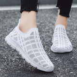 Men's Women Vulcanized Shoes Slip on Flats Breathable Mesh Walking Outdoor Sport Running Sneakers Female Mart Lion   