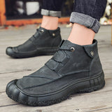 Men's Ankle boots Genuine Leather Outdoor Shoes Low-Top Combat Safety Rubber Sole Mart Lion   