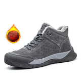 Work Safety Shoes Men's Boots High Top Work Sneakers Steel Toe Cap Anti-smash Puncture-Proof Indestructible MartLion 515 Gray Fur 43 