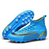 Soccer Shoes Society Ag Fg Football Boots Men's Soccer Breathable Soccer Ankle Mart Lion 2588G Blue cd Eur 38 