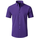 Four sided elastic shirt for men's shirt multi-color non ironing wrinkle resistant simple business dress casual shirt MartLion D3110 Deep purple sh 38 