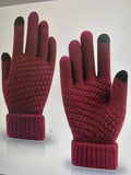 Women Men Warm Winter Touch Screen Gloves Stretch Classical Knit Mittens Wool Full Finger Outdoor Cycling Driving Glove MartLion Red 10Pairs 