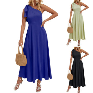 Long Maxi Dresses Femme One Shoulder  Robe Summer Women Elegant  Evening Party Prom Wedding Dress MartLion   