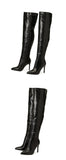 Liyke Runway Stripper Over The Knee Boots Women Autumn Winter Pointed Toe Stiletto Heels Zip Thigh High Shoes Mart Lion   