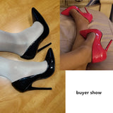 High Heels Shoes Women Pumps Large White Stiletto Heel Patent Leather Office Wedding Shoes Hey MartLion