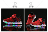 Spiderman Kids LED Lighting Shoes Boy Knitted Flashing Girls Running Red Baby Mesh Sneakers MartLion   