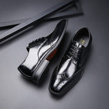 Men's Dress Handmade Shoes Genuine Leather Oxford Classic Vintage Lace-up Brogue Oxford Formal Mart Lion Black 38 