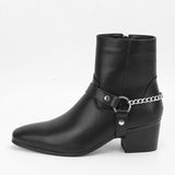 Men's Boots Black High Heel MartLion   