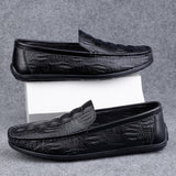 Super Soft Men's Moccasins Slip On Loafers Flats Casual Footwear Crocodile Microfiber Leather Shoes Mart Lion   