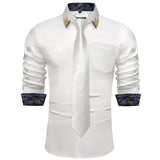 Men's Shirts Long Sleeve Stretch Satin Social Dress Paisley Splicing Contrasting Colors Tuxedo Shirt Blouse Clothing MartLion CY2207-N8008-XZ S 