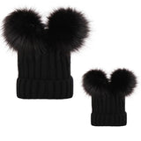 Winter Women Beanie Hats Faux Fur Ball Mother Kids Hats for Girls Boys Warm Knitted Bobbles Woman Cap Teenager Grils Beanies MartLion   