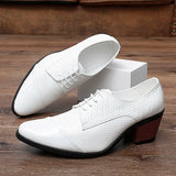 Men's Leather Shoes Banquet Dress Shoes Formal Occasions Leather Shoes Office Red High Heels Pointed MartLion   
