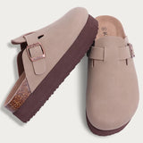 Men's Suede Mules Cork Clogs Platform Sandals Clogs Slippers Outdoor Soft Heeled With Arch Support MartLion   