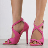 Liyke Open Toe Thin High Heels Gladiator Sandals Women Buckle Strap Elegant Party Wedding Pink Shoes Mart Lion   
