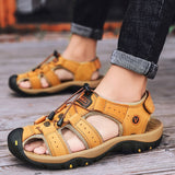 Men's Sandals Summer Shoes Leather Outdoor Footwear Mart Lion Yellow 38 