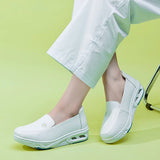 Spring and Summer Cowhide EVA Air Cushion Hospital White Nurse Shoes Soft Sole Small White MartLion   