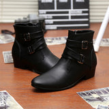 Leather Chelsea Boots Men White Dress Boots Men Casual High top Buckle Strap Formal Shoes Men Motorcycle Boots MartLion