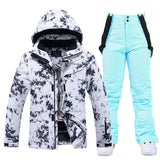 Letter Women Ski Suit Winter Windproof Waterproof Snowboard Jacket Pants Snow Walking Clothes Female Snowsuit MartLion 7 XS 