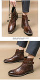 Winter Men's Brown Shoes Pointed Toe Dress Shoes Men Boots High Leather Shoes Zapatos De Vestir Hombres MartLion   