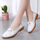 Women's Flat Shoes Genuine Leather Slip On Casual Flat Loafers Soft Nurse Ballerina MartLion WHITE 37 