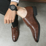 British Style Elegant Men's Dress Shoes Split Leather Formal Social Oxfords Mart Lion   