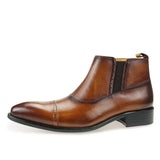 Luxury Men's Chelsea Leather Boots Zip Vintage Social Shoes Cool Type Handmade Genuine MartLion Brown 38 