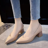 Womens Platform Heels Shallow Pointed Toe Square Heel Ladies Dress Shoes Spring Autumn Zapatos De Mujer Pumps MartLion   
