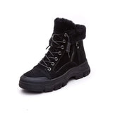 Winter Shoes Women Snow Boots Thick Sole Warm Plush Cold Winter Shoes Genuine Leather Suede MartLion Black 6.5 