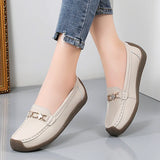 Genuine Leather Slip On Women Flats Moccasins Loafers Spring Autumn Mother Shoes Casual For Moccasins MartLion Beige 36 