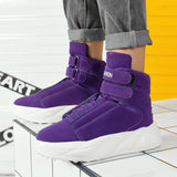 Design Purple Men's Street Shoes Slip-on Hook and Loop Platform Lightweight Non-slip High Top Sneakers MartLion   