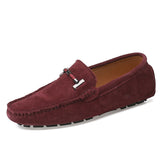 Handmade Genuine Leather Men's Loafers Casual Shoes Boat Shoes Driving Walking Casual Loafers Mart Lion Wine Red 42 