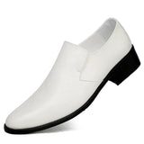 Classic Red Dress Shoes Men's Slip-on Pointed Toe Square Heel Leather Loafers Footwear Zapatos Para Hombres MartLion white 2639 38 CHINA