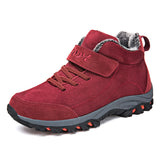 Winter Leather Boots Women Men's Shoes Waterproof Plush Keep Warm Sneakers Outdoor Ankle Snow Casual Mart Lion Red-2 37 
