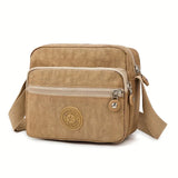Simple Portable Square Shoulder Bag Zipper All-Match Crossbody  Solid Color Canvas Travel MartLion Khaki  