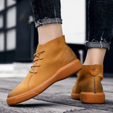 Winter Fur Warm Chelsea Men's Boots Suede Vintage Tendon Sole Wear Work Outdoor Soft Sole MartLion   