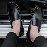 Genuine Leather Men's Loafers Cow Leather Shoes Slip on Lazy Walking Sneakers Outdoor Casual Flats Mart Lion   