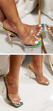 Liyke Chic Strange High Heeled Slippers Ladies Color Square Toe Summer Sandals PVC Transparent Shoes Women Sliders Mart Lion   
