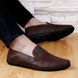 Genuine Leather Men's Shoes Casual Luxury Soft Loafers Moccasins Breathable Slip on Boat Shoes MartLion   