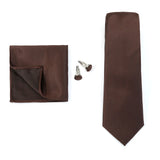 Solid Colors Ties Handkerchief Cufflink Set Men's 7.5cm Slim Necktie Set Party Wedding Accessoreis Gifts MartLion THC-54F  