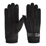 Men's Winter Suede Warm Split Military Finger Gloves Outdoor Thickened Driving Buckle Ski Male Touch-Screen Mittens MartLion   