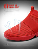 Men's Sneakers Slip-on Red Couples Breathable Mesh Casual Shoes MartLion   