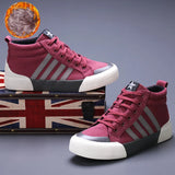 Green High-Top Canvas Shoes Men's Winter Sneakers Warm Fur Shoes Lace-up Casual Sneaker Man MartLion